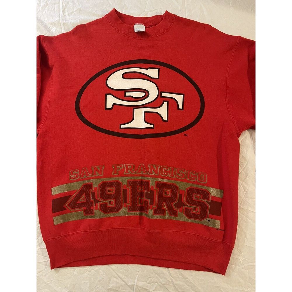 Vintage Salem‎ San Francisco 49ers Sweatshirt Sweater XL Made In USA 1995 AOP